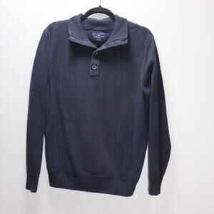 Vintage American Eagle Navy‎ Shawl Collar Knit Sweater Polo Size L